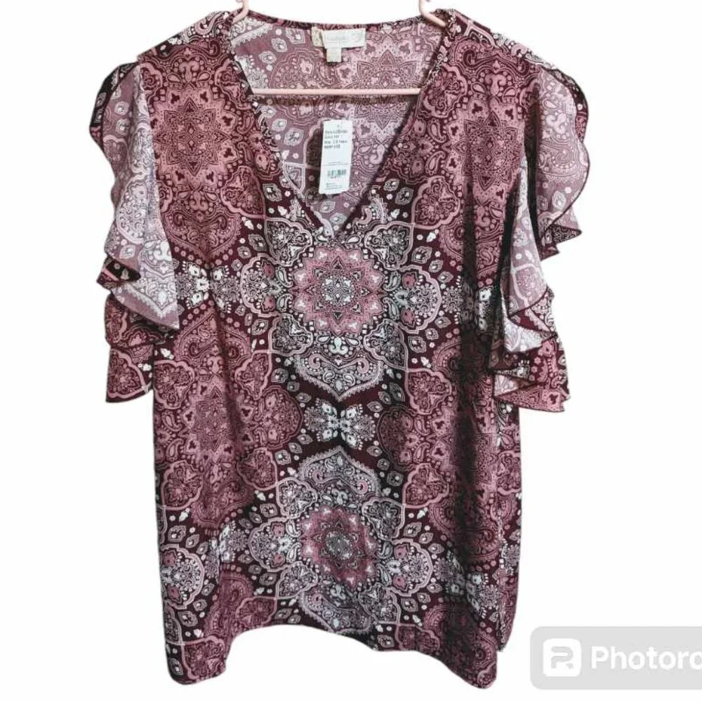WEEKEND SUZANNE BETRO womens Cold Shoulder Blouse Pink Red 2X - Picture 1 of 6